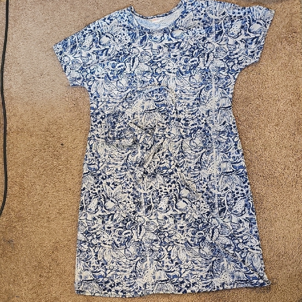 Blue Patterned Lularoe Marly Dress.